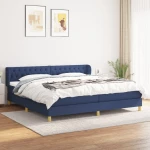 vidaXL Κρεβάτι Boxspring με Στρώμα Μπλε 200x200 εκ. Υφασμάτινο 200 x 200 cm Μπλε