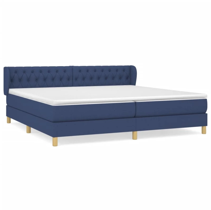 vidaXL Κρεβάτι Boxspring με Στρώμα Μπλε 200x200 εκ. Υφασμάτινο 200 x 200 cm Μπλε