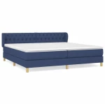 vidaXL Κρεβάτι Boxspring με Στρώμα Μπλε 200x200 εκ. Υφασμάτινο 200 x 200 cm Μπλε