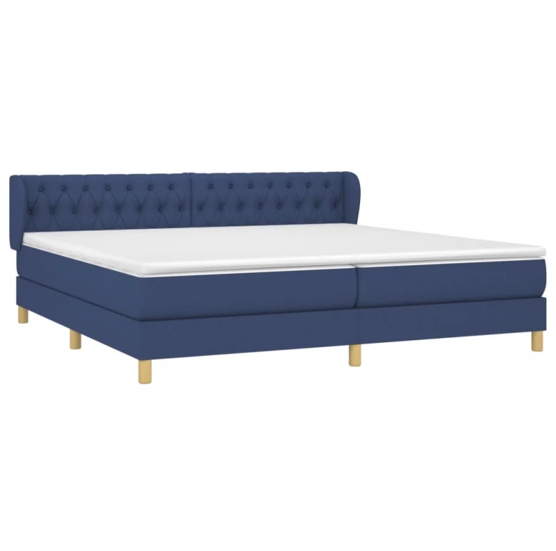 vidaXL Κρεβάτι Boxspring με Στρώμα Μπλε 200x200 εκ. Υφασμάτινο 200 x 200 cm Μπλε