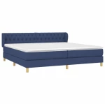 vidaXL Κρεβάτι Boxspring με Στρώμα Μπλε 200x200 εκ. Υφασμάτινο 200 x 200 cm Μπλε