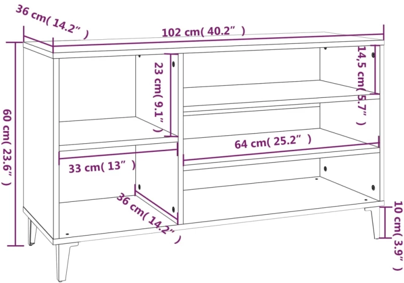vidaXL Παπουτσοθήκη Sonoma Δρυς 102x36x60 εκ. από Επεξεργασμένο Ξύλο N/A Μπεζ