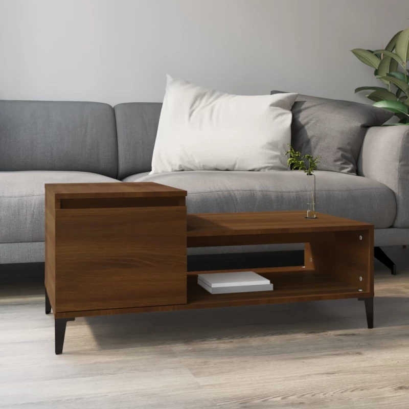vidaXL Τραπεζάκι Σαλονιού Καφέ Δρυς 100x50x45 εκ. Επεξεργασμ. Ξύλο N/A Καφέ
