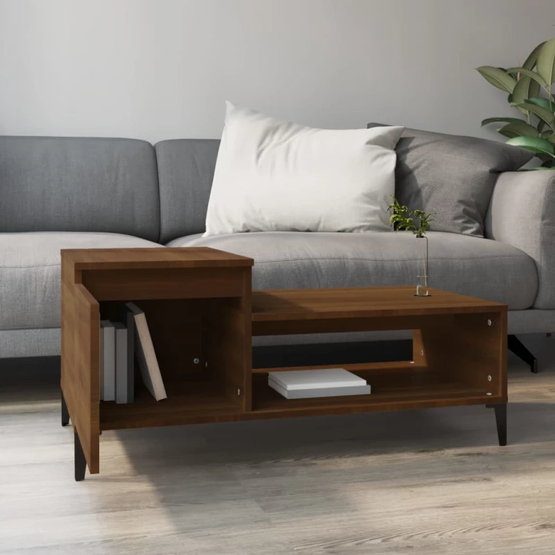 vidaXL Τραπεζάκι Σαλονιού Καφέ Δρυς 100x50x45 εκ. Επεξεργασμ. Ξύλο N/A Καφέ