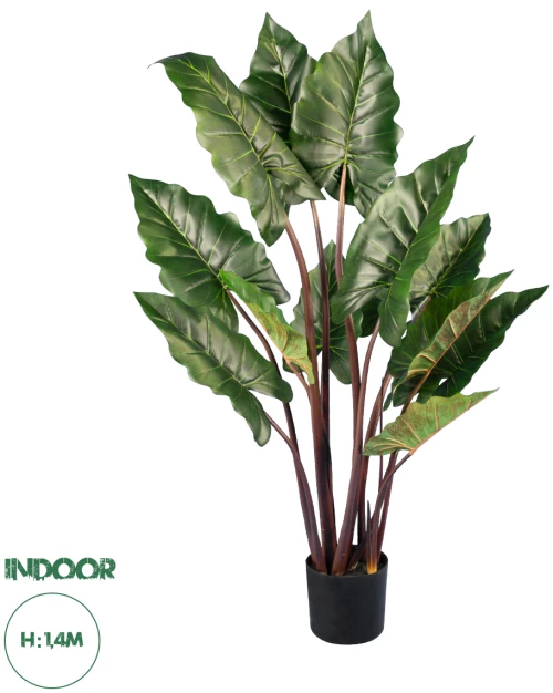 GloboStar® Artificial Garden RAINBOW TARO 20055 Τεχνητό Διακοσμητικό Φυτό Κολοκασία Υ140cm