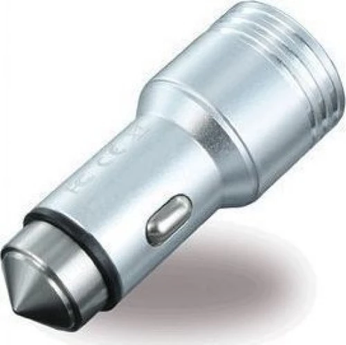 Φορτιστής Αυτοκινήτου 3.1Α με 2x Θύρες USB και Θραύστης Κρυστάλλων - Ασημί