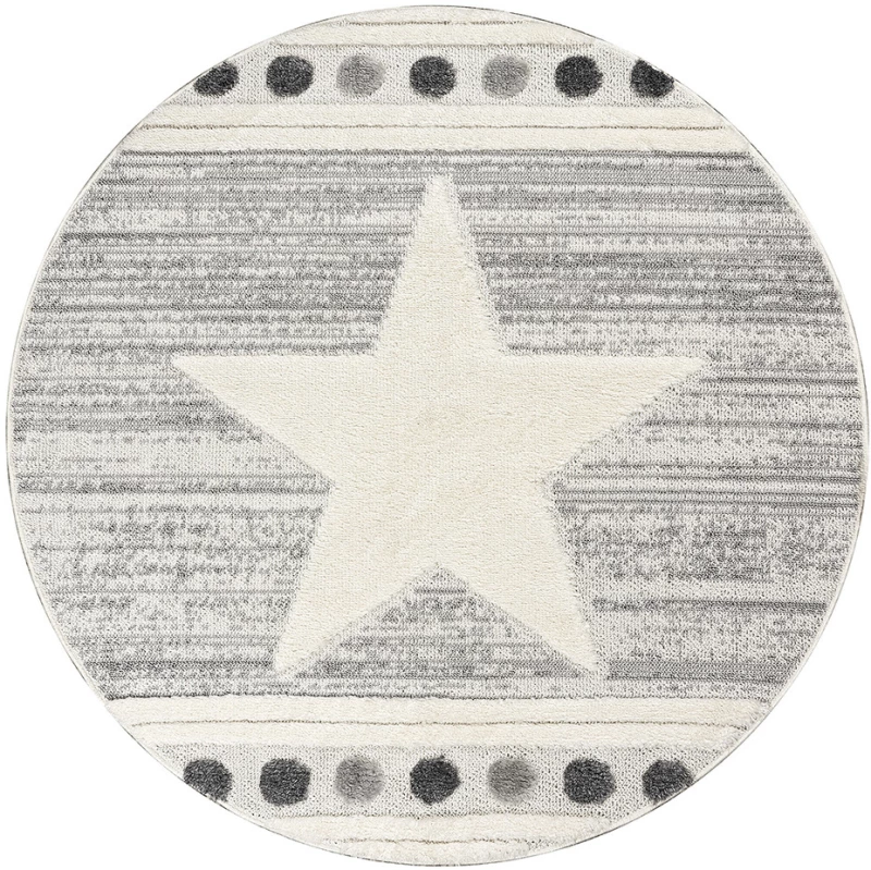 282554 ΡΟΤΟΝΤΑ LOOP 133X133 ART 9559 GREY WHITE ΓΚΡΙ ΛΕΥΚΟ   BEAUTY HOME