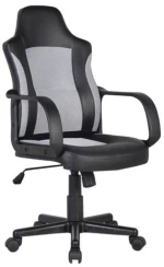18529 BF2850 ΠΟΛΥΘΡΟΝΑ ΓΡΑΦΕΙΟΥ ΔΙΕΥΘΥΝΤΗ, MESH ΓΚΡΙ, PU ΜΑΥΡΟ 55x60x97/107cm