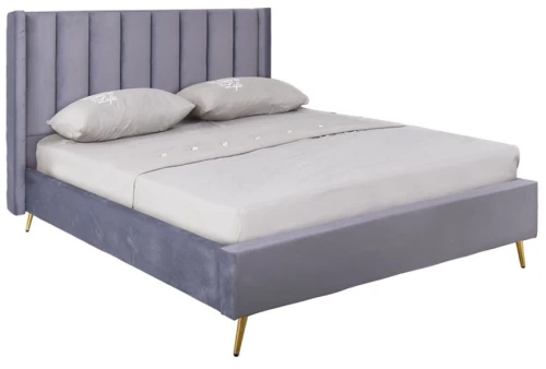 272539 PASSION  ΚΡΕΒΑΤΙ ΔΙΠΛΟ ΓΙΑ ΣΤΡΩΜΑ 160X200CM, ΥΦΑΣΜΑ VELURE ΑΠΟΧΡΩΣΗ ΓΚΡΙ