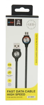 MicroUSB ΚΑΛΩΔΙΟ 2.4Α ΜΕ ΕΝΔΕΙΞΗ LED ANDOWL AN-QY-W081
