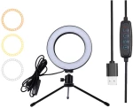 Φωτιστικό δαχτυλίδι LED ZD67B με μίνι τρίποδα  Φ 16cm  12W
