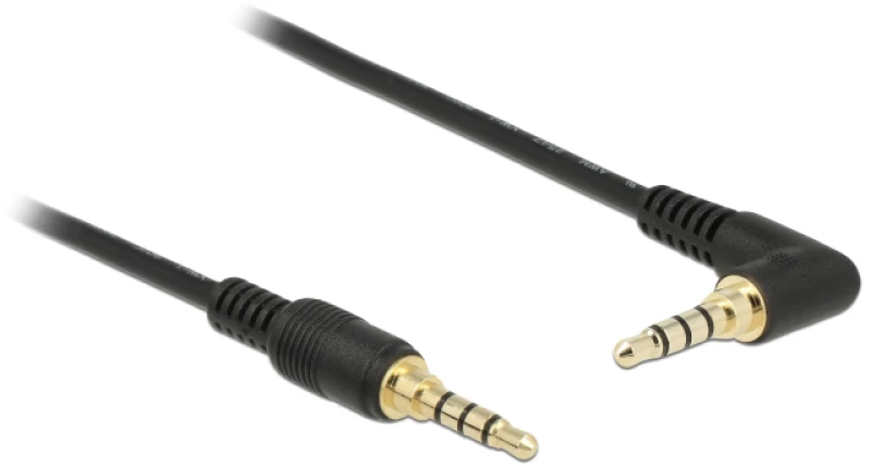 DELOCK καλώδιο 3.5mm 85613  γωνιακό  24AWG  gold plated  2m  μαύρο