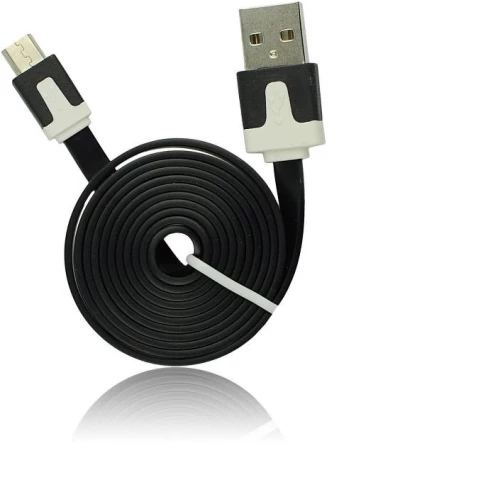 Καλώδιο Φόρτισης και Μεταφοράς Δεδομένων USB Flat MICRO USB - Μαύρο