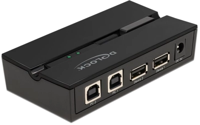 DELOCK USB 2.0 switch 11492, 2x USB Type B σε 2x USB, με μαγνήτη, μαύρο