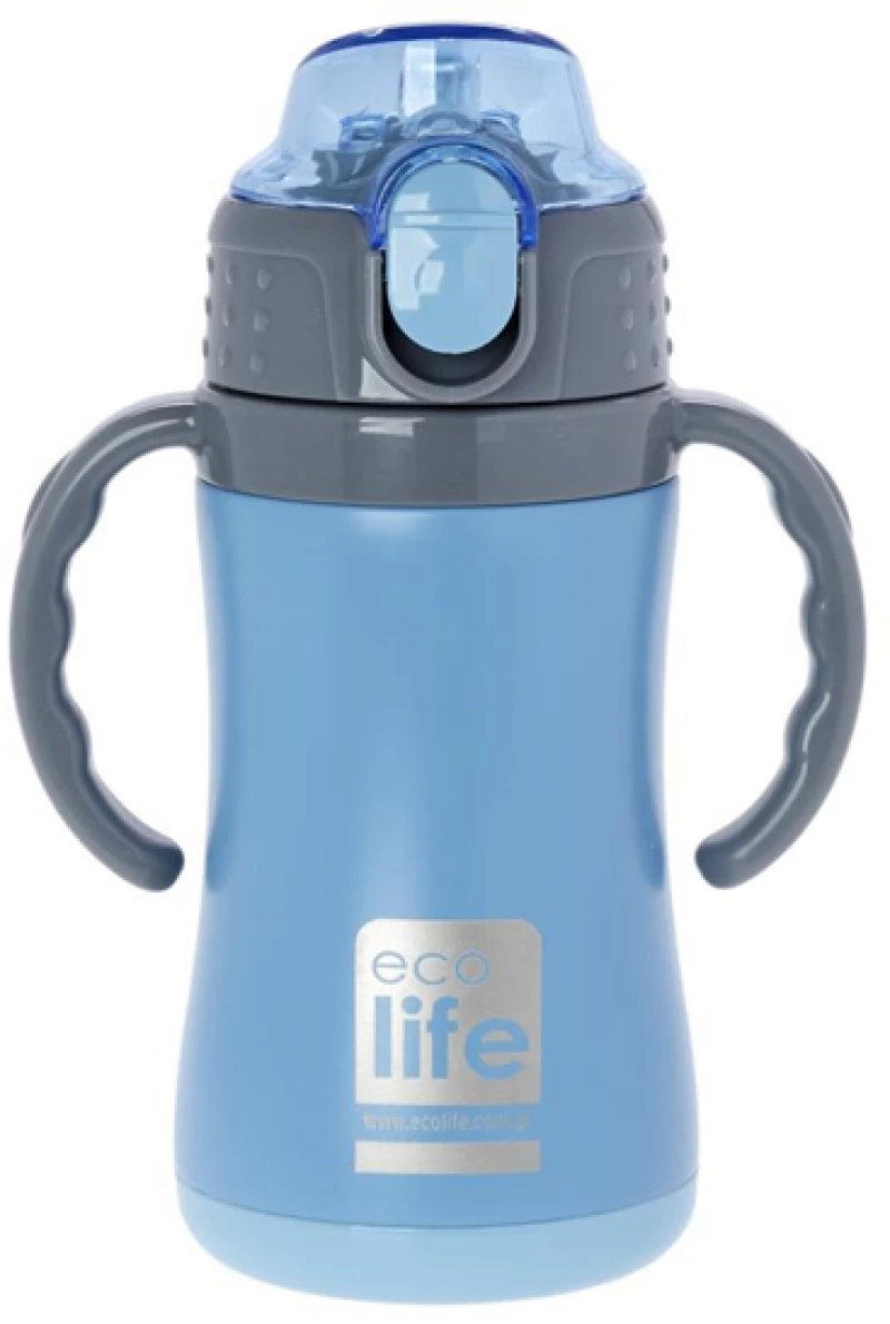 Ανοξείδωτο παγούρι θερμός με καλαμάκι Ecolife Blue 300ml