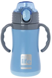 Ανοξείδωτο παγούρι θερμός με καλαμάκι Ecolife Blue 300ml