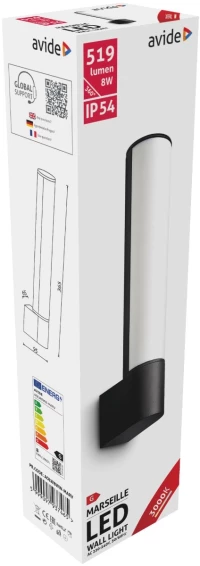 Avide εξωτερικό φωτιστικό τοίχου marseille vertical led 8w θερμό 3000k ip54