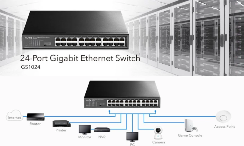 Cudy Ethernet Switch Gs1024, 24-Port Gigabit, Vlan, V2.0