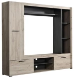 145644 ΚΕΝΤΡΟ ΨΥΧΑΓΩΓΙΑΣ-ΣΥΝΘΕΣΗ LORCA GREY OAK / ΜΑΥΡΟ 195.5*35*170