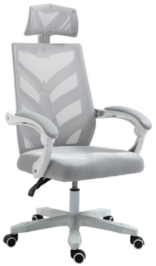 172030 BF2985 ΠΟΛΥΘΡΟΝΑ ΓΡΑΦΕΙΟΥ ΔΙΕΥΘΥΝΤΗ, ΑΣΠΡΟ - MESH ΓΚΡΙ 60x66x111/121cm