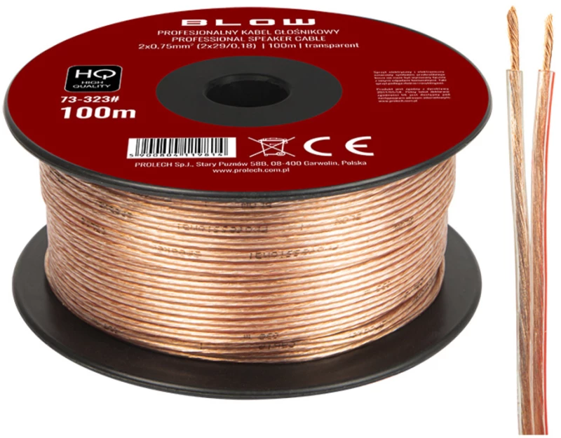 295468 Καλώδιο μεγαφωνικό 2x0,75mm διάφανο 100m BLOW (ΣΕΤ 100 ΤΕΜΑΧΙΩΝ)