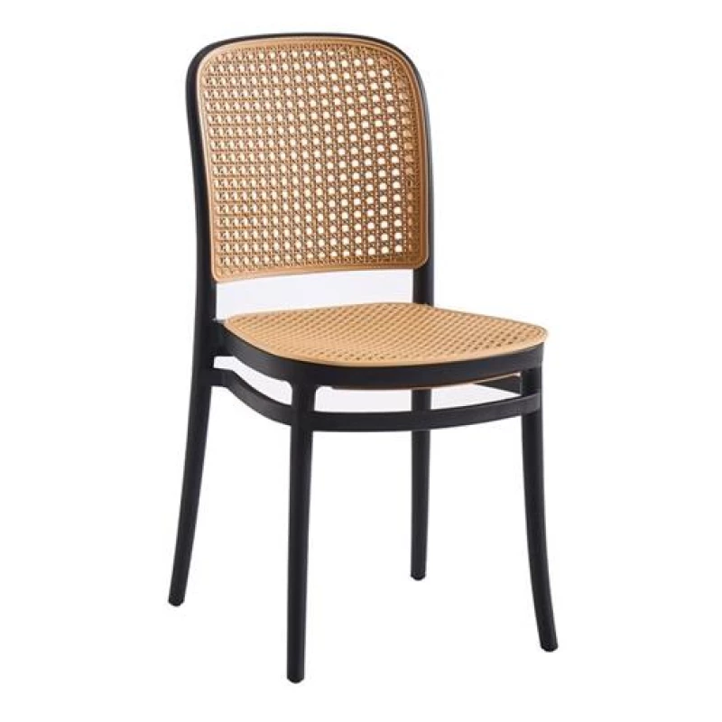 336024 FLORENCE ΚΑΡΕΚΛΑ PP ΜΑΥΡΟ, PP RATTAN ΜΠΕΖ 41x41x83cm