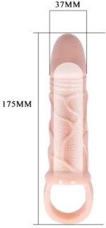 BAILE SILICONE PENIS SLEEVE WITH BALL STRAPS 13.5 CM