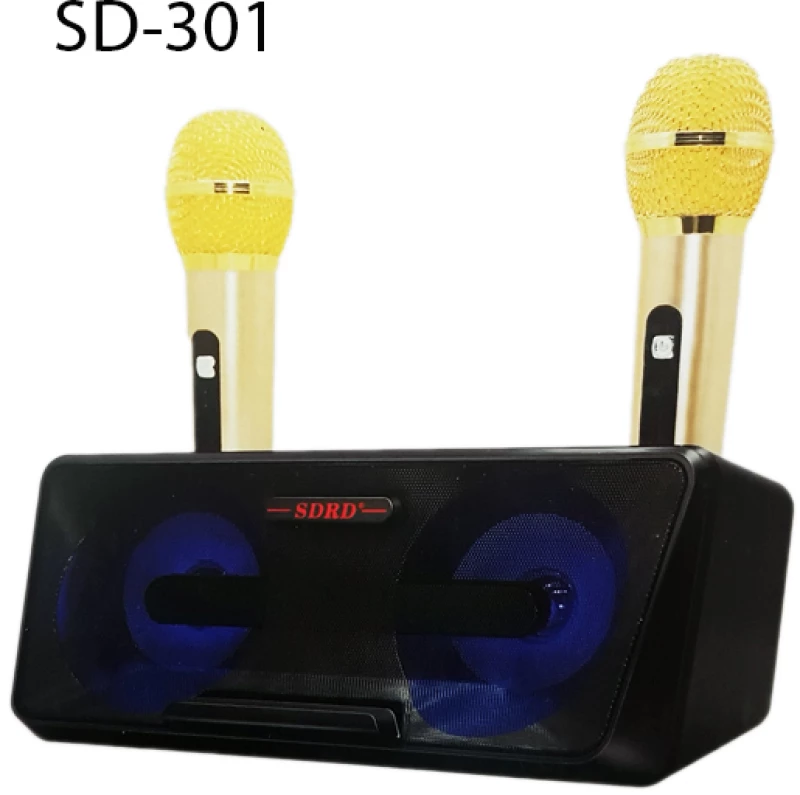 Φορητό Ηχοσύστημα Bluetooth USBSD Karaoke Με 2 Μικρόφωνα Mp3 Player - Multimedia Speaker Μαύρο SD-301