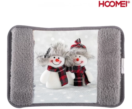 Hoomei Ηλεκτρική Θερμοφόρα - Μαξιλάρι 500W με Θήκη για τα Χέρια Γενικής Χρήσης 25x17x6cm HM-8712H Χιονάνθρωποι Γκρι