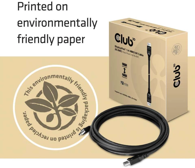 Καλώδιο DisplayPort Club 3D 1.4 HBR3 8K M/M 5m /16.40ft