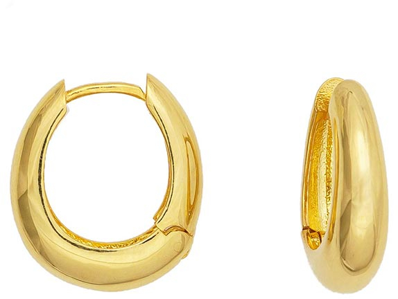 Σκουλαρίκια Excite Fashion Jewellery οβάλ κρίκοι μπούλ από επιχρυσωμένο  ασήμι 925. S-73-G-15 • Find.gr