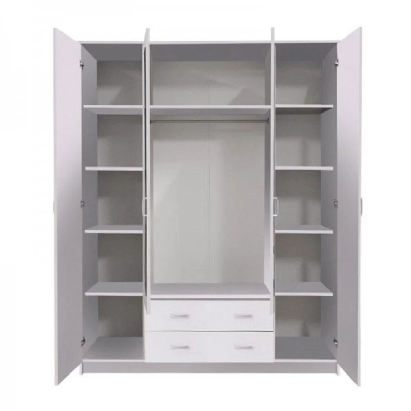Ντουλάπα Hana 4K2F2O Λευκό 160x52x205εκ