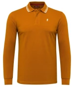 POLO MCS PIGMENT DYED PIQUET, με μακρύ μανίκι CAMEL