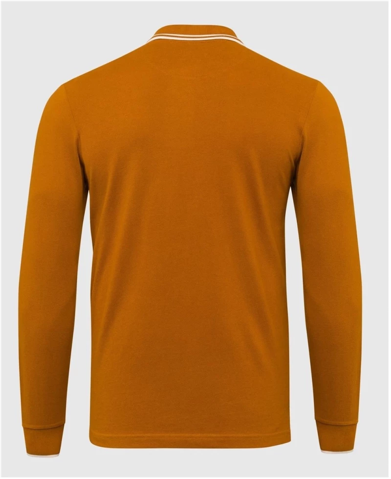 POLO MCS PIGMENT DYED PIQUET, με μακρύ μανίκι CAMEL