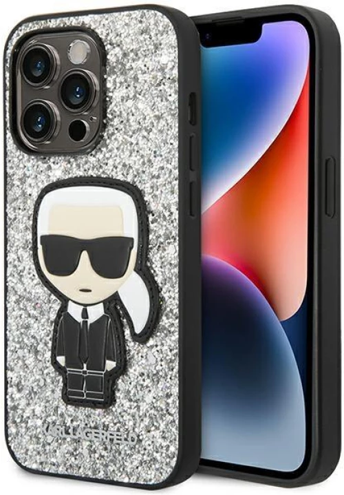 Karl Lagerfeld KLHCP14XGFKPG Θήκη για iPhone 14 Pro Max 6.7 "hardcase silver / silver Glitter Flakes Ikonik*