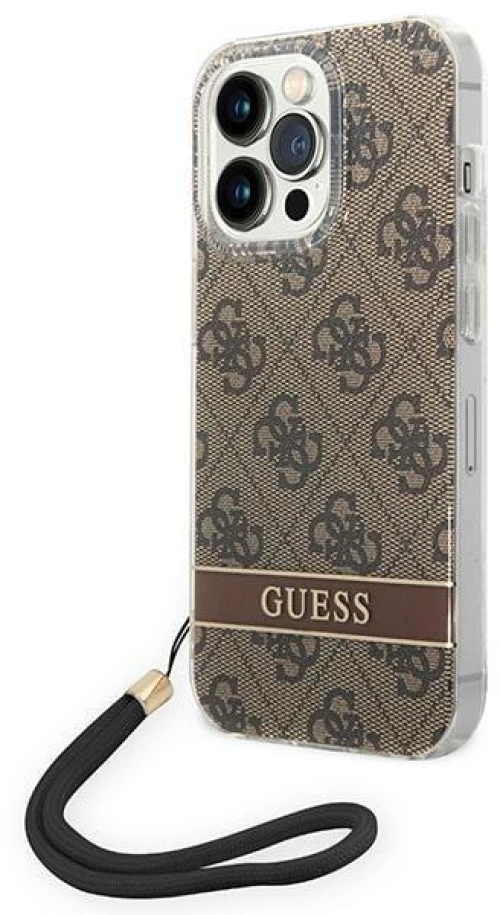 Guess GUOHCP14XH4STW Θήκη για iPhone 14 Pro Max 6.7 "brown / brown hardcase 4G Print Strap*