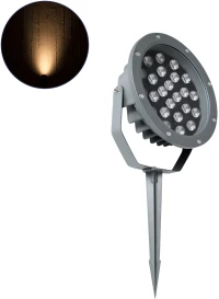 GloboStar® TREELIGHT-RIVA 90363 Σποτ Φωτισμού Ειδικό για Φυτά - Δέντρα με Βάση Κήπου / Καρφωτό LED 24W 2040lm 10° DC 24V Αδιάβροχο IP67 Φ20.5 x Υ6.5cm Αρχιτεκτονικό Πορτοκαλί 2200K - Γκρι Ανθρακί - 3 Years Warranty