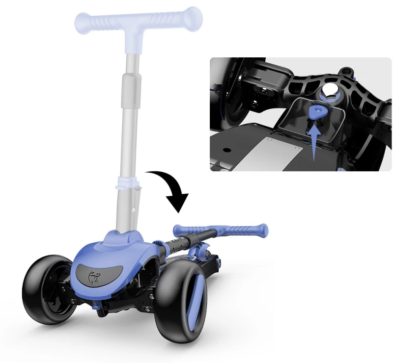 G&C Scooter Fun S8 2 σε 1 Μαύρο/Μπλε Mε LED Φωτάκια #GC-S8BL