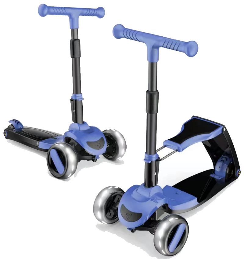 G&C Scooter Fun S8 2 σε 1 Μαύρο/Μπλε Mε LED Φωτάκια #GC-S8BL