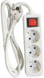 LAMTECH POWER STRIP WITH SWITCH 3 OUTLETS WHITE