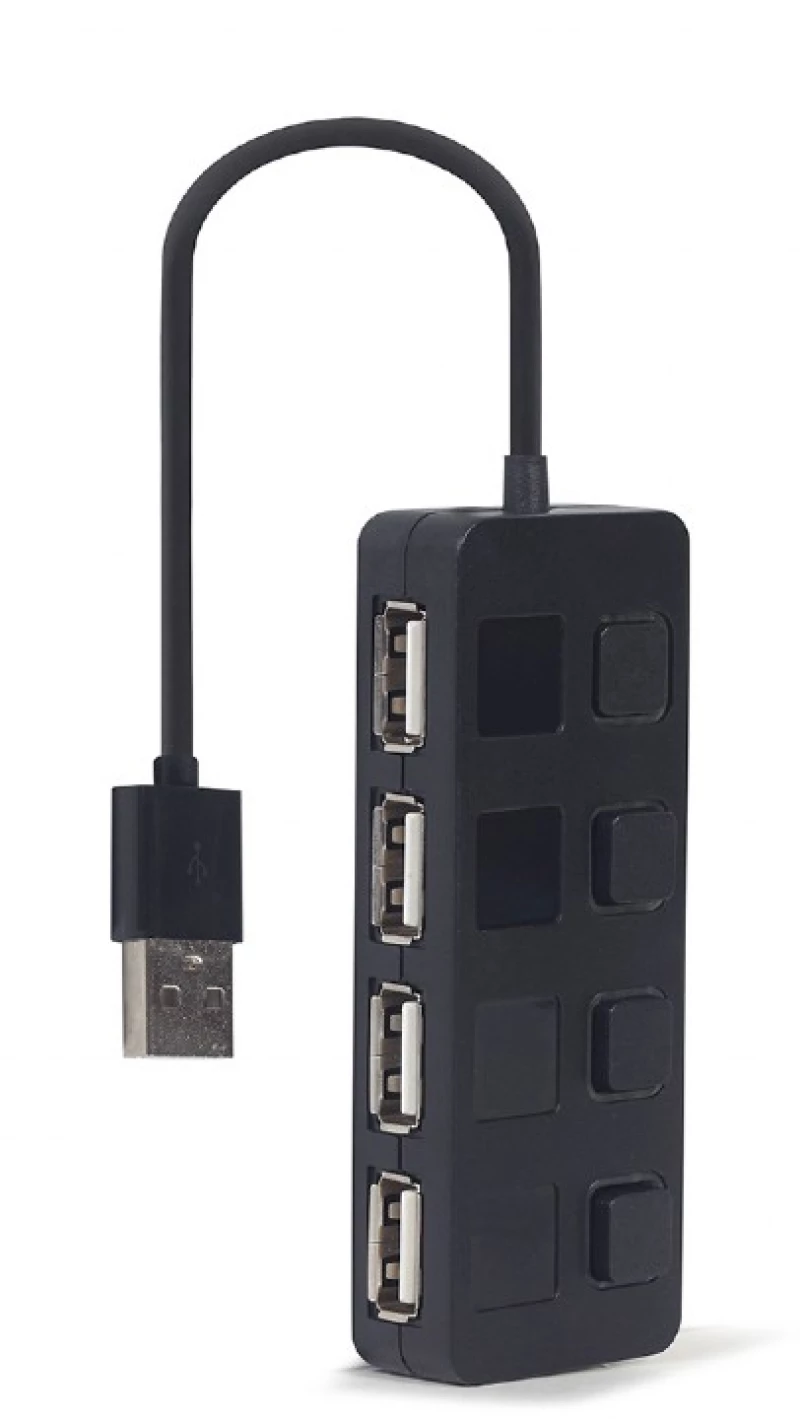 GEMBIRD 4-PORT USB 2.0 HUB WITH SWITCHES BLACK