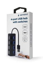 GEMBIRD 4-PORT USB 2.0 HUB WITH SWITCHES BLACK