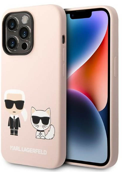 Karl Lagerfeld Liquid Silicone Karl & Choupette MagSafe - Case for iPhone 14 Pro (Pink)