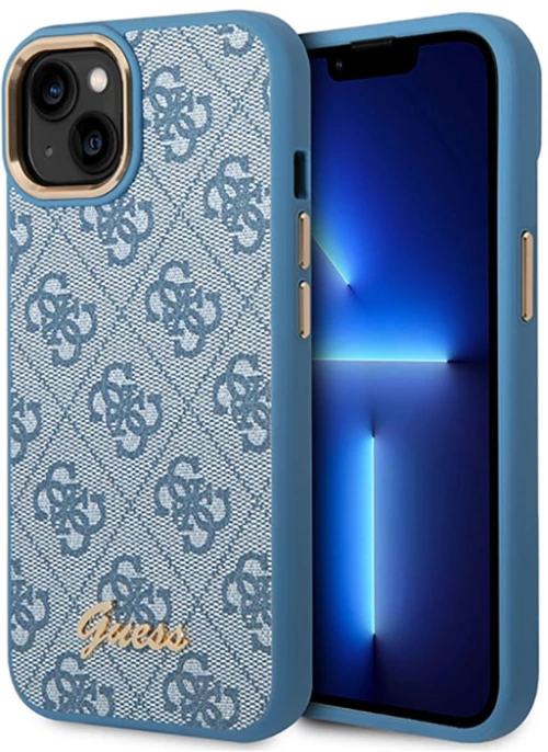 Guess 4G Metal Camera Outline Case - Case for iPhone 14 Plus (Blue)