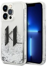 Karl Lagerfeld Liquid Glitter Big Logo Case iPhone 14 Pro Max (Silver)