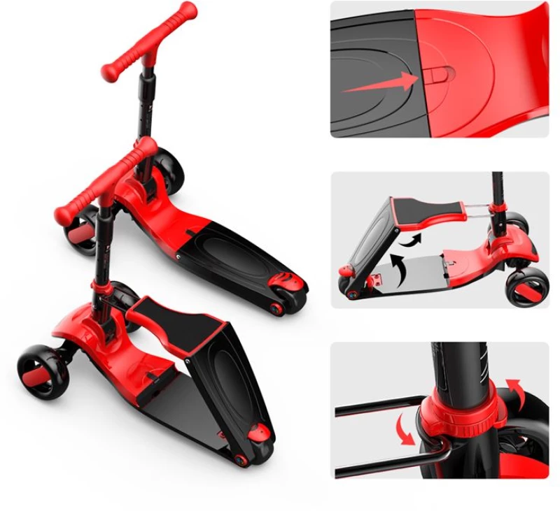 GC SCOOTER FUN S8 2 σε 1 Μαύρο/Κόκκινο ME LED ΦΩΤΑΚΙΑ