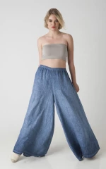 Παντελόνα Γυναικεία Palazzo Blue Jean