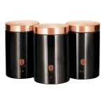 Δοχεία Αποθήκευσης Τροφίμων Berlinger Haus Σετ 3 τμχ Black Rose Collection BH-1734