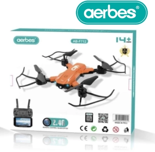 Drone με δομή 4 αξόνων και τηλεχειριστήριο πορτοκαλί AB-F712 AERBES