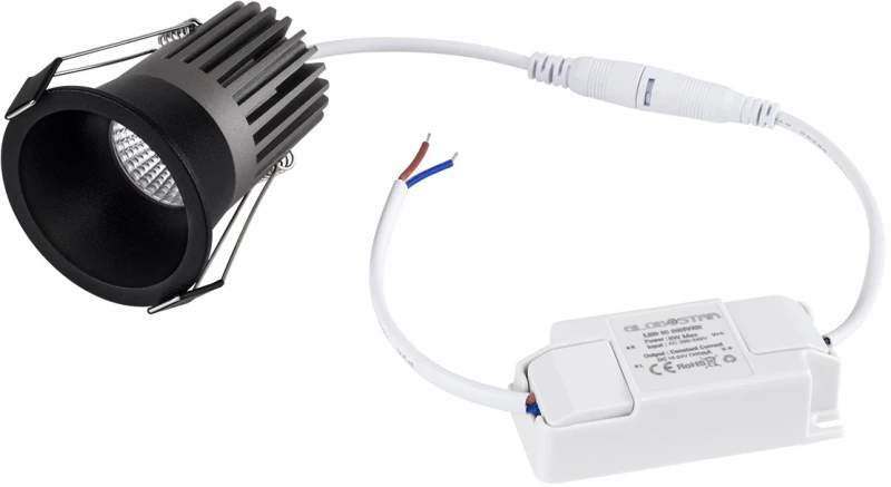 GloboStar MICRO-B 60245 Χωνευτό LED Spot Downlight Φ6cm 7W 38° Στρογγυλό, Μαύρο - Θερμό 2700K